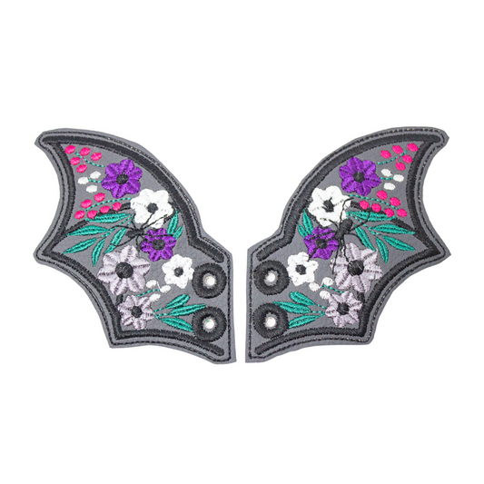 PURPLE GOTHIC FLORAL BATS Shoe Wings