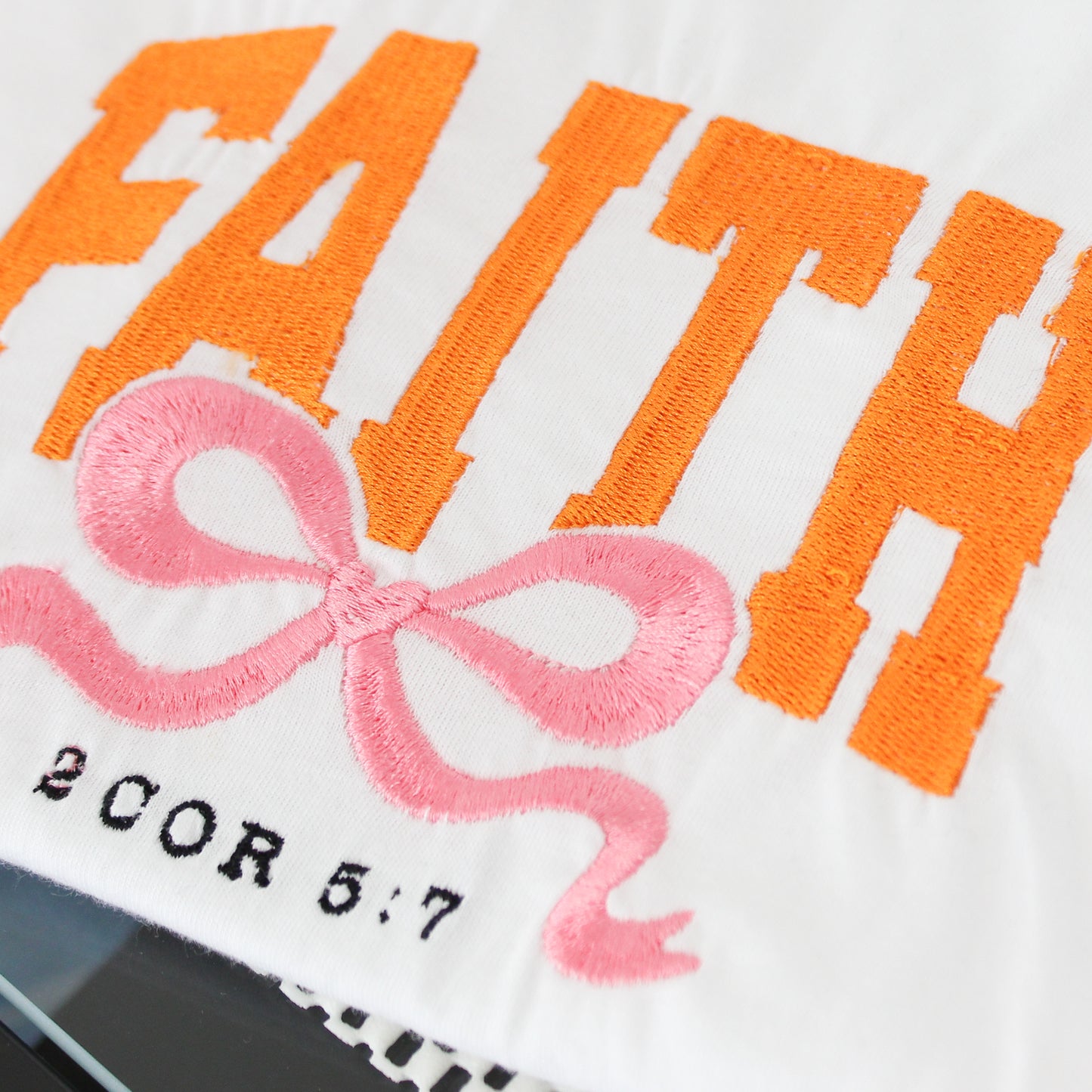 FAITH WITH PINK BOW T- SHIRT