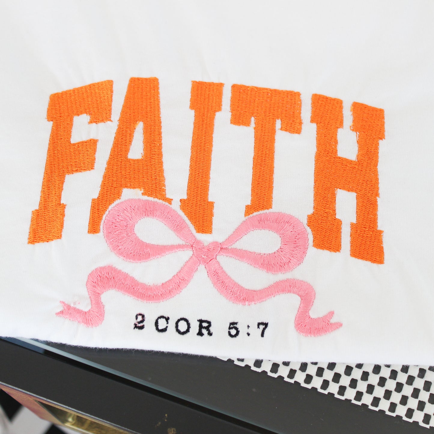 FAITH WITH PINK BOW T- SHIRT
