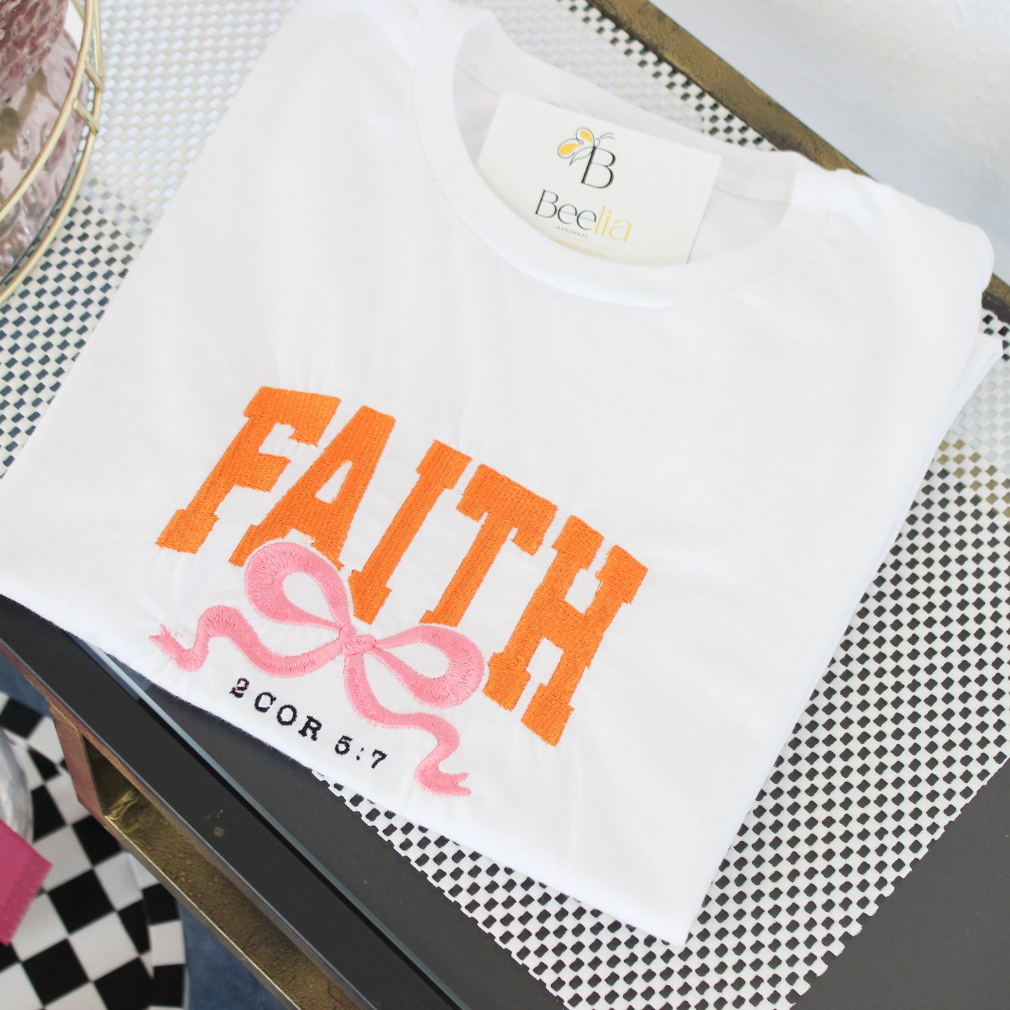 FAITH WITH PINK BOW T- SHIRT