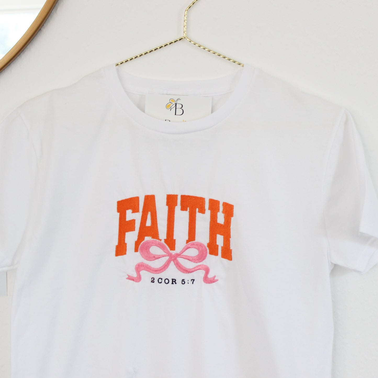 FAITH WITH PINK BOW T- SHIRT