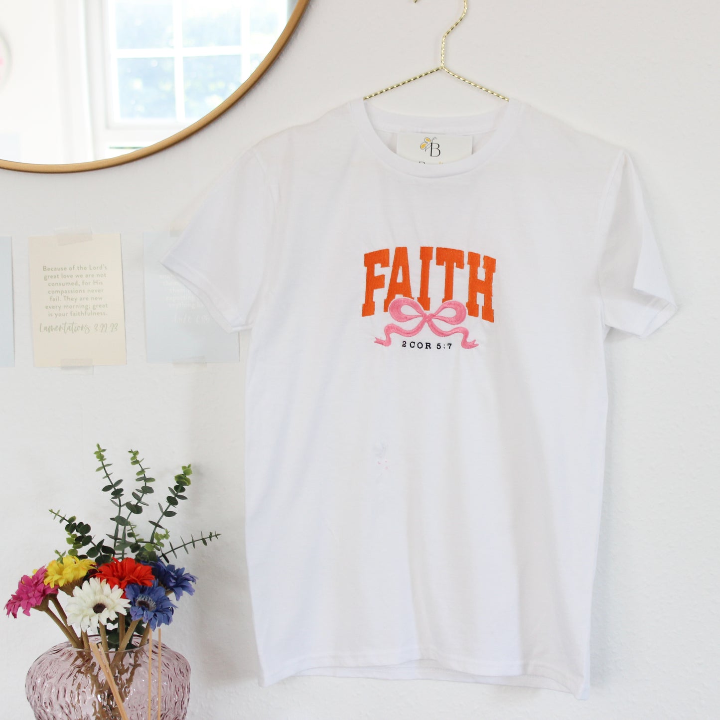 FAITH WITH PINK BOW T- SHIRT