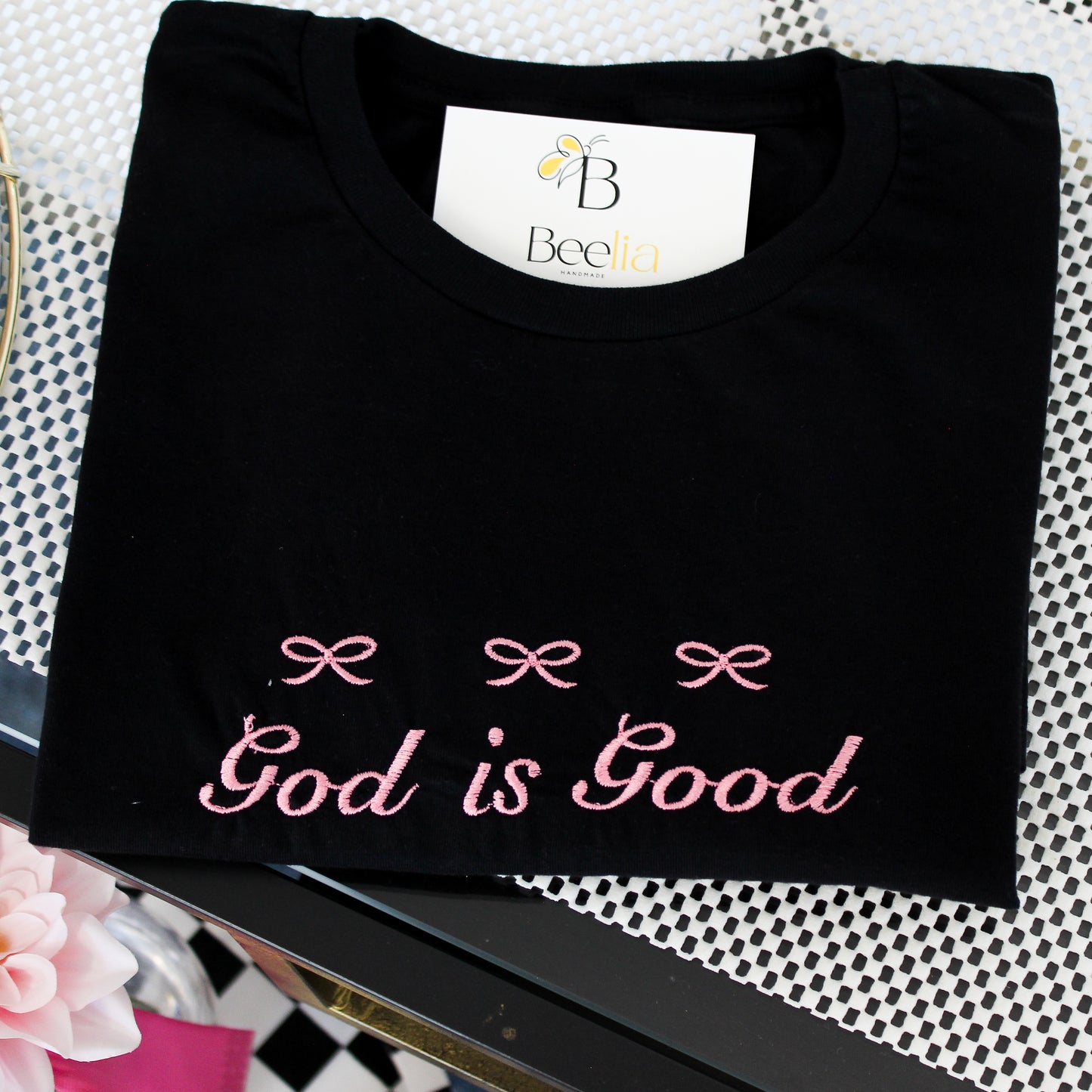 GOD IS GOOD COQUETTE BOW T-SHIRT