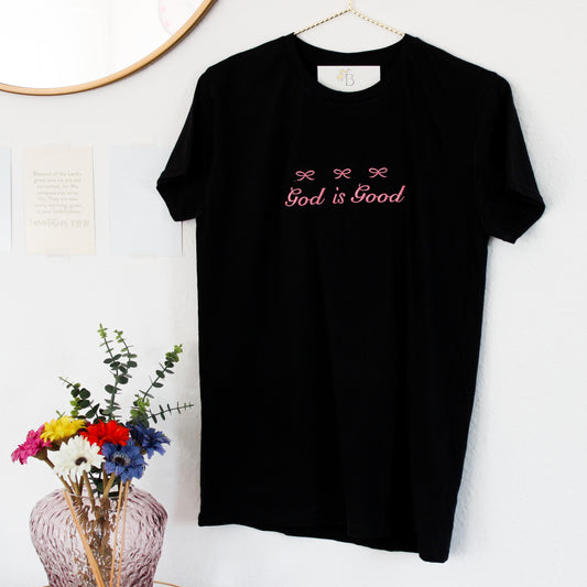 GOD IS GOOD COQUETTE BOW T-SHIRT