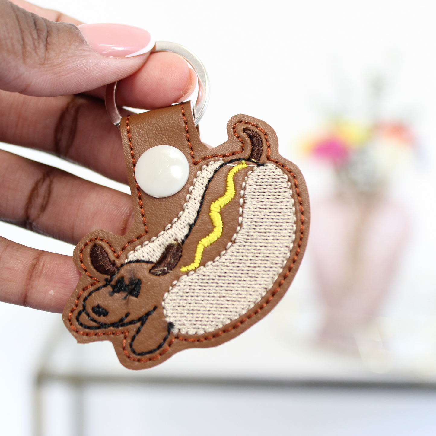 Hot Dog Dachshund Keyring / Bag Tag Charm