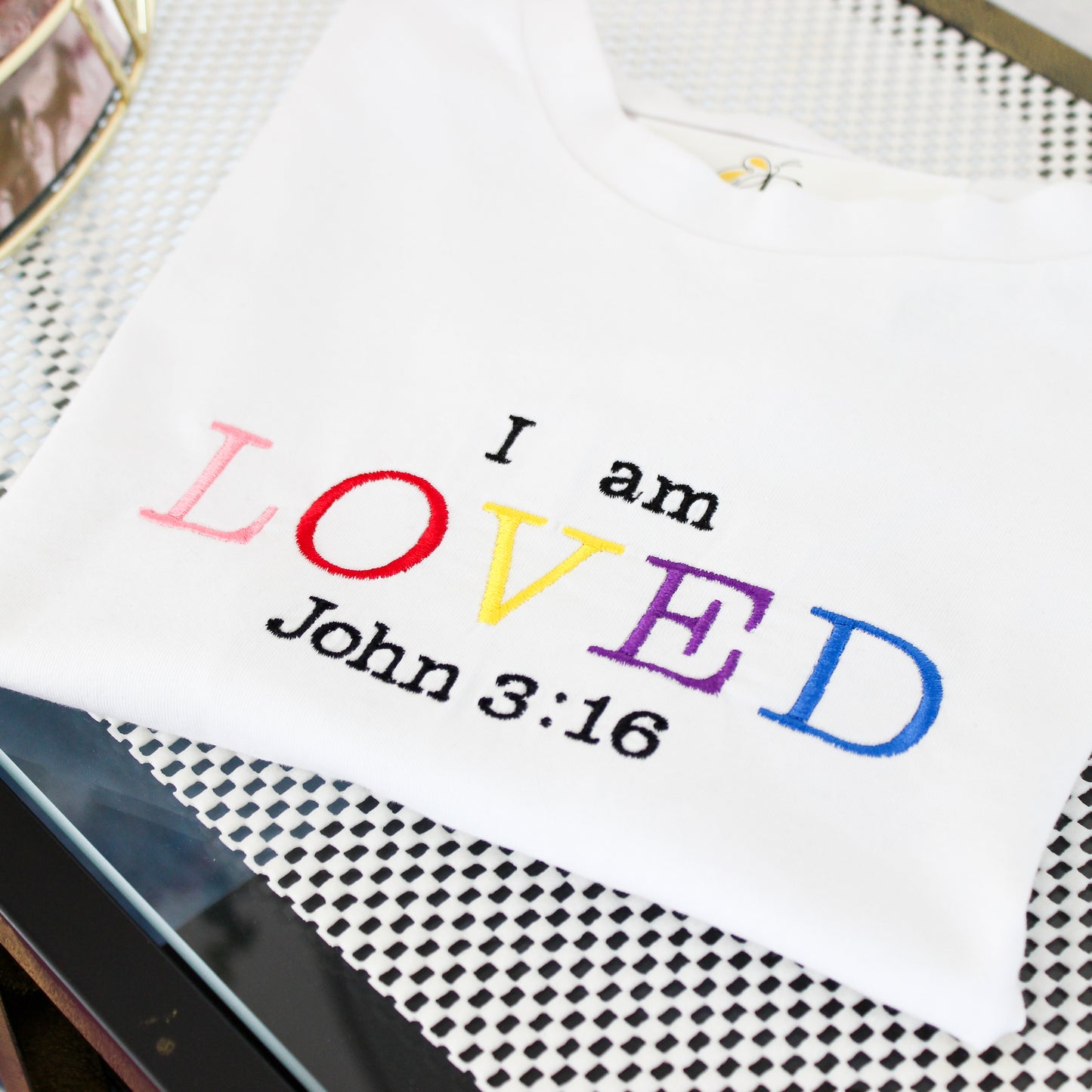 I AM LOVED RAINBOW JOHN 3:16 T-SHIRT