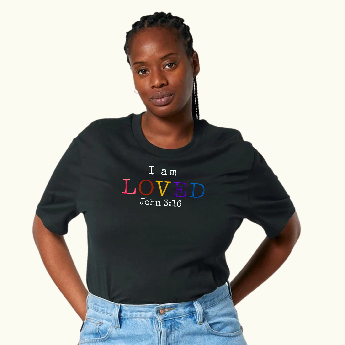 I AM LOVED RAINBOW JOHN 3:16 T-SHIRT
