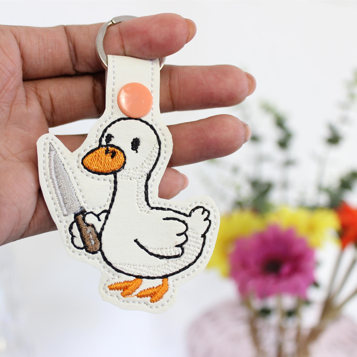 Murder Birder Duck Angry Keyring / Bag Tag Charm