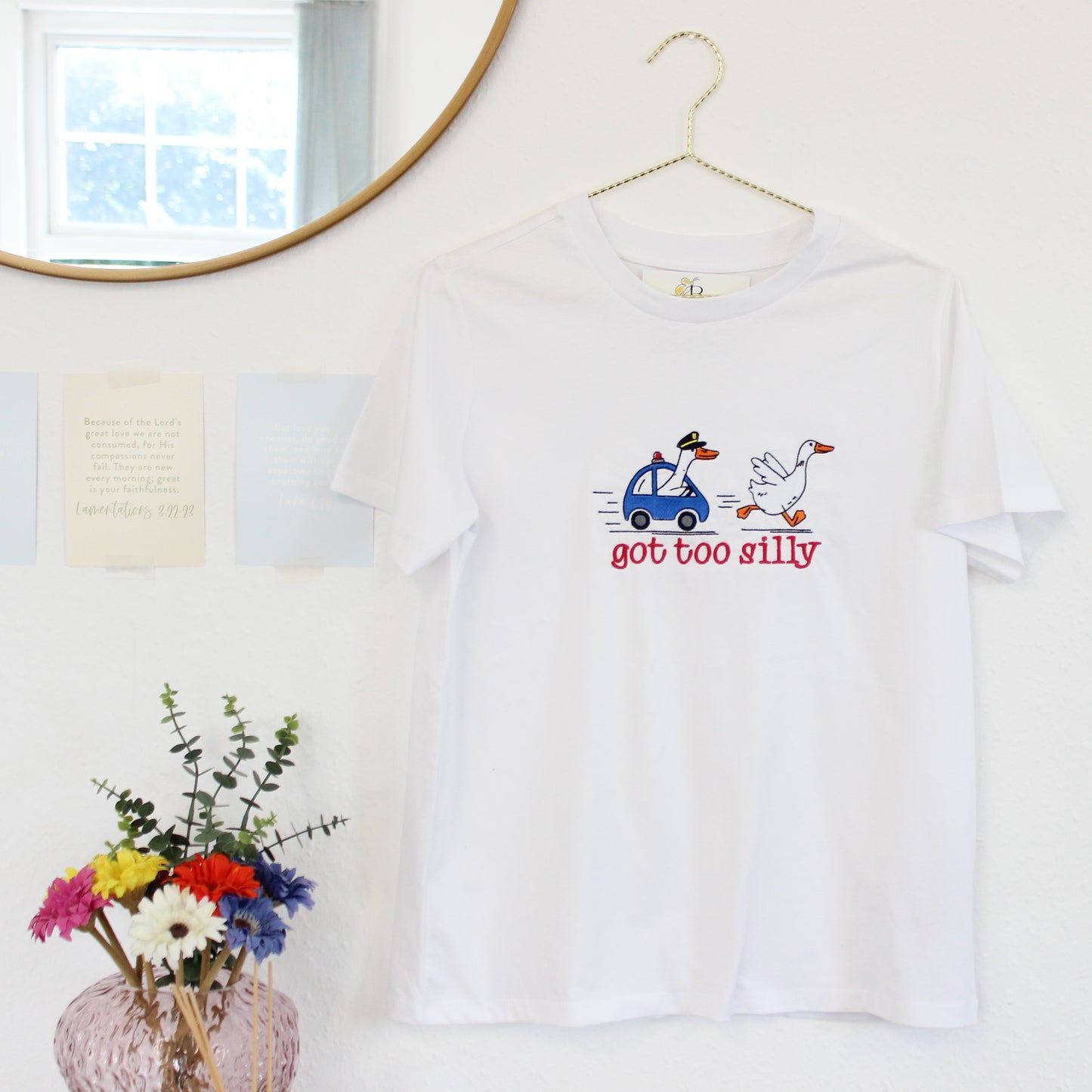 GOT TOO SILLY GOOSE EMBROIDERED T- SHIRT