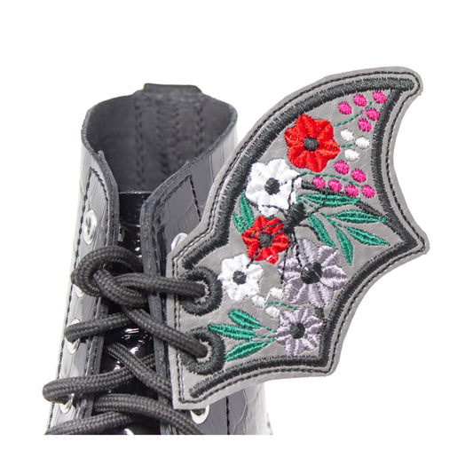 Red - GOTHIC FLORAL BATS and SPIDER Shoe Wings