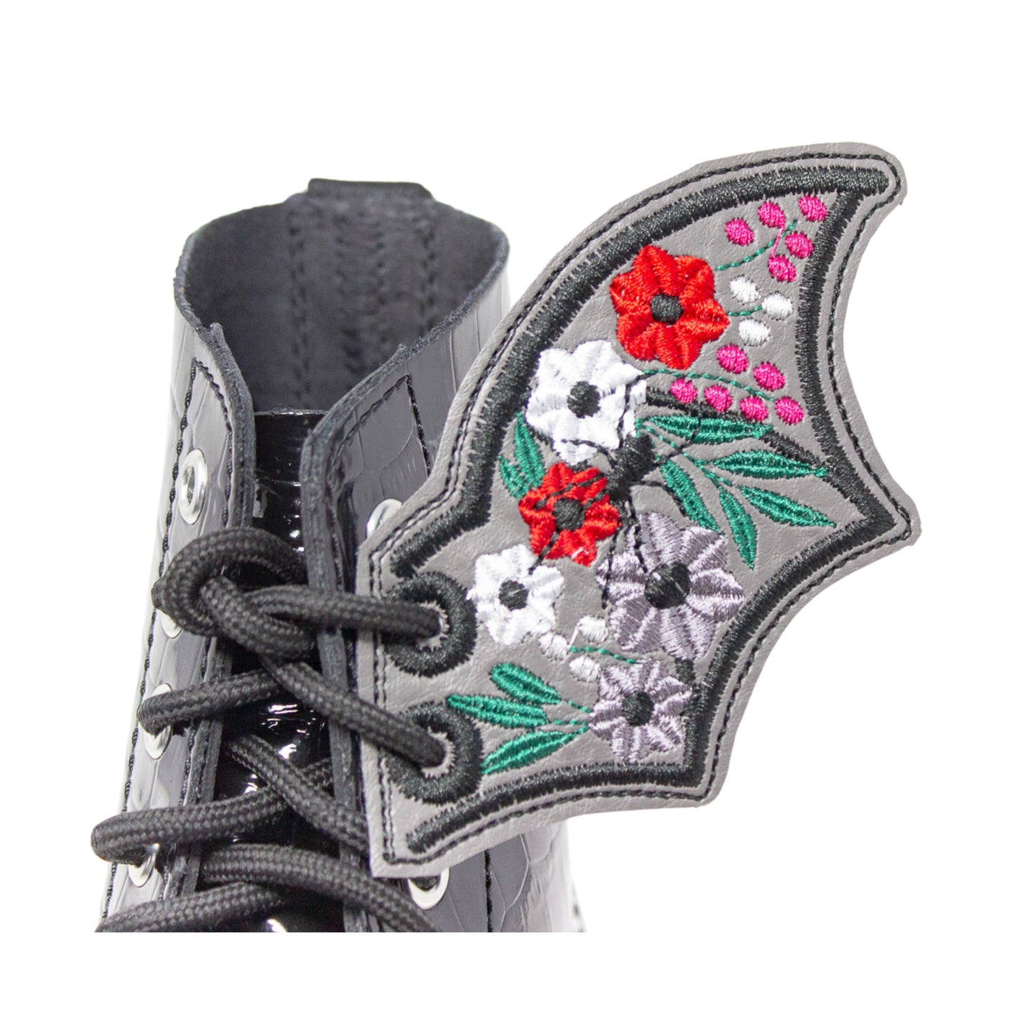 TANGERINE GOTHIC FLORAL BATS & SPIDER Shoe Wings