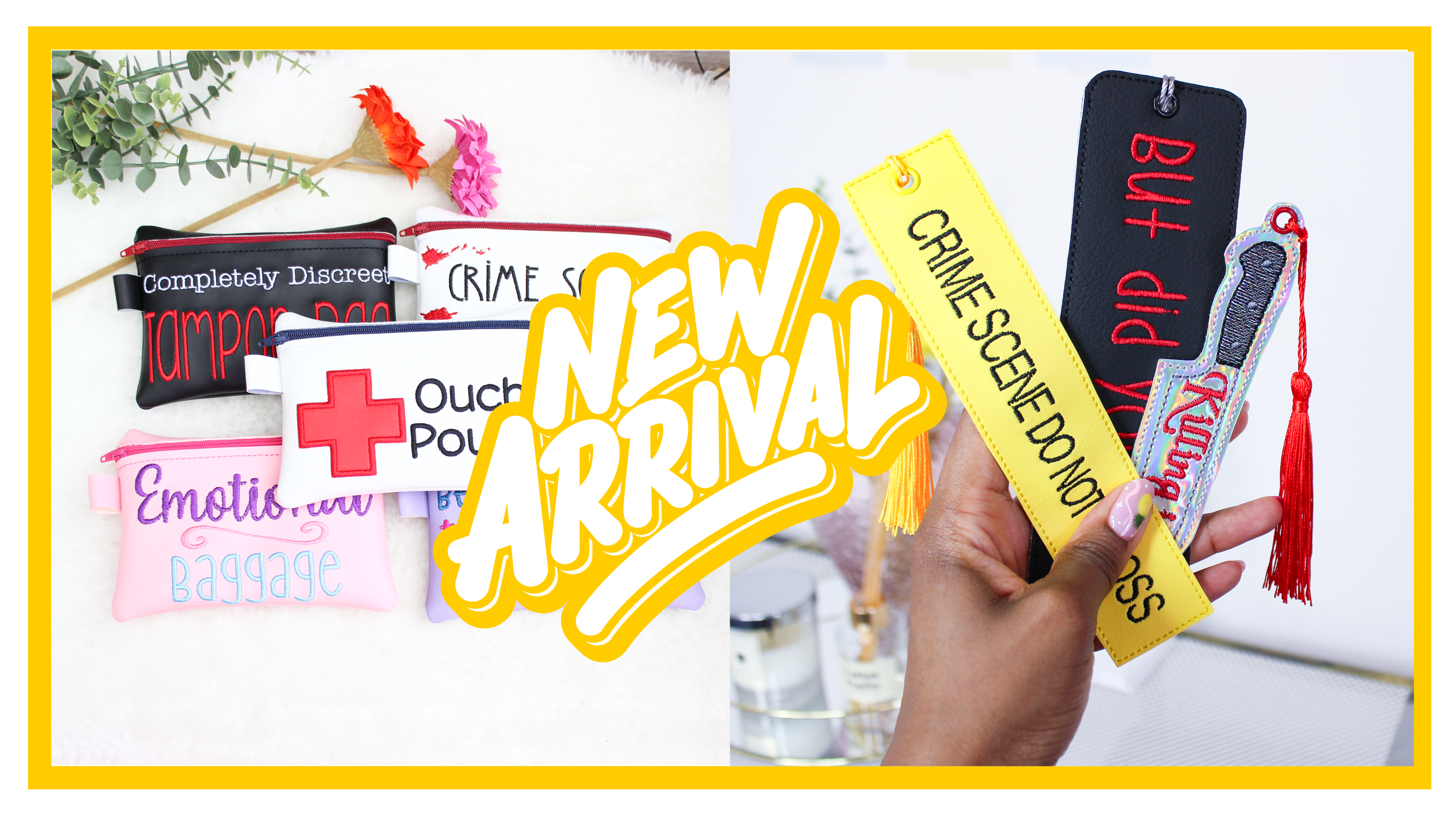 new in pouch bag bookmarks banner