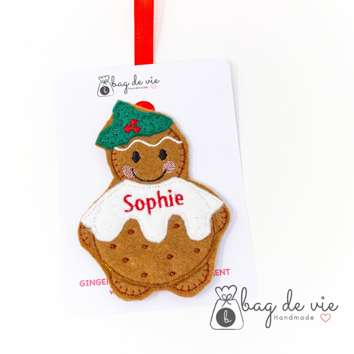 Christmas Pudding Gingerbread Felt Ornament