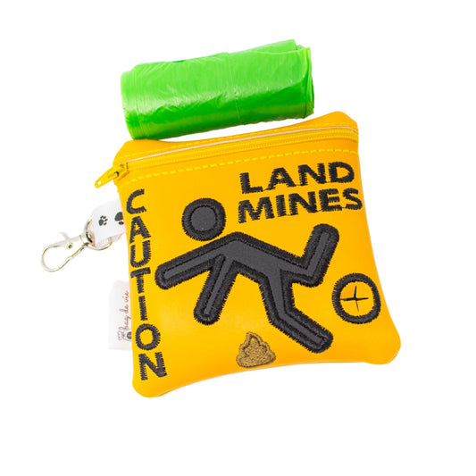 CAUTION LAND MINES Dog Poop Bag Holder