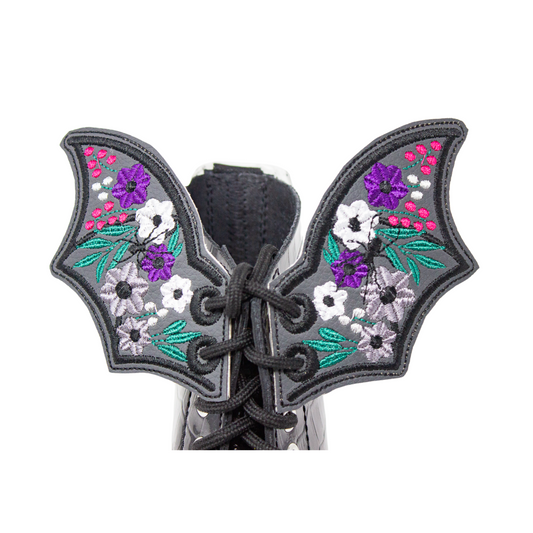 PURPLE GOTHIC FLORAL BATS Shoe Wings