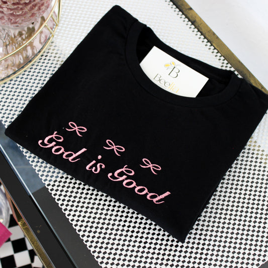 GOD IS GOOD COQUETTE BOW T-SHIRT