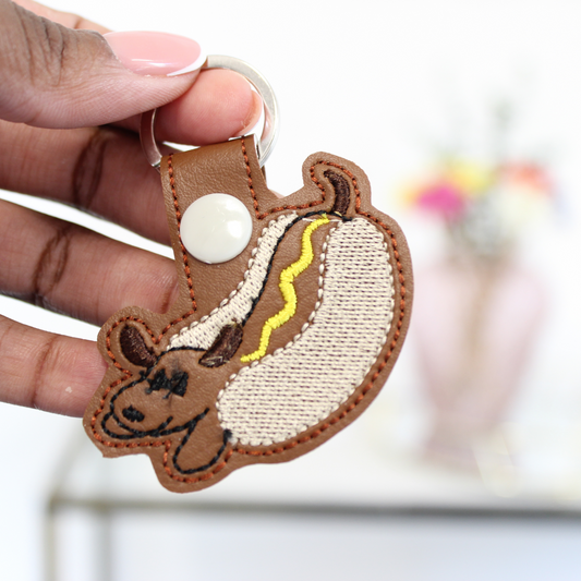 Hot Dog Dachshund Keyring / Bag Tag Charm
