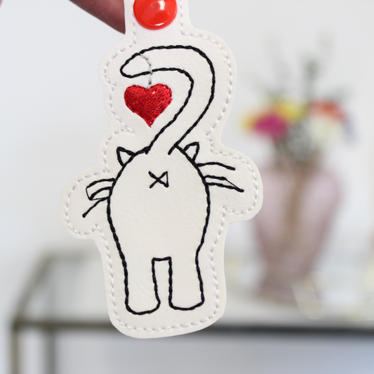 Kitty Cat Heart Bum  Keyring / Bag Tag Charm