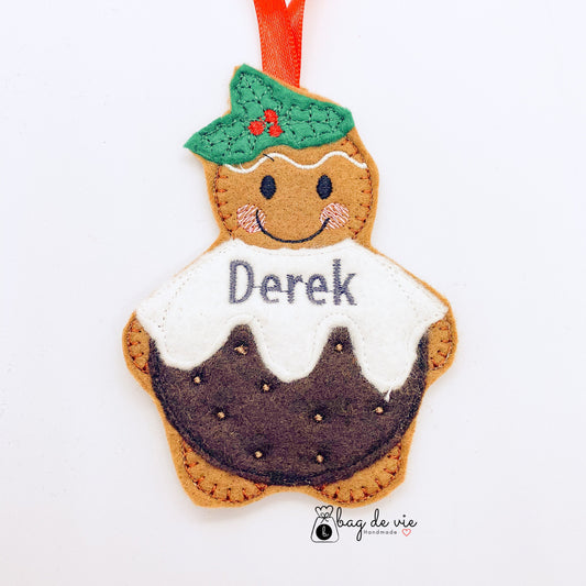 Christmas Pudding Gingerbread Felt Ornament