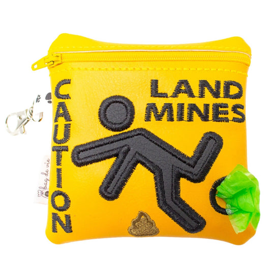 CAUTION LAND MINES Dog Poop Bag Holder